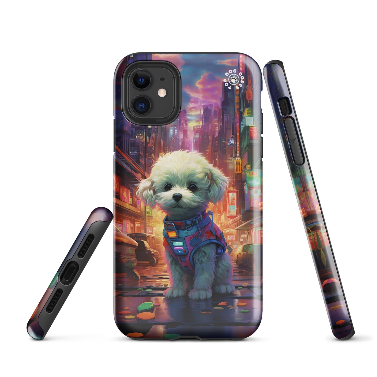 Toy Poodle in the City - iPhone Case - Cute Phone Cases - Top Dog Cases - #CyberpunkCityDog, #iPhone11, #iphone11case, #iPhone12, #iPhone12case, #iPhone13, #iPhone13case, #iPhone13Pro, #iPhone13ProMax, #iPhone14, #iPhone14case, #iPhone14Pluscase, #iPhone14Pro, #iPhone14ProMax, #iPhone14ProMaxCase, #iPhone15, #iPhone15case, #ToyPoodle, #ToyPoodleCase