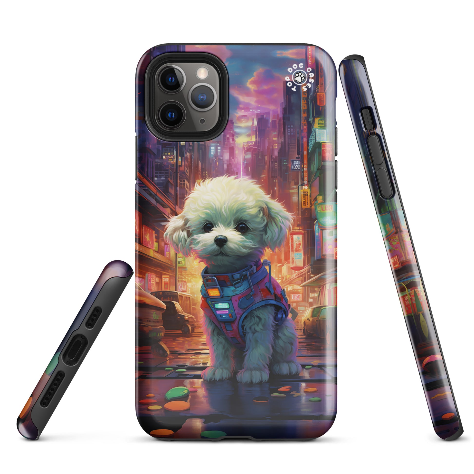 Toy Poodle in the City - iPhone Case - Cute Phone Cases - Top Dog Cases - #CyberpunkCityDog, #iPhone11, #iphone11case, #iPhone12, #iPhone12case, #iPhone13, #iPhone13case, #iPhone13Pro, #iPhone13ProMax, #iPhone14, #iPhone14case, #iPhone14Pluscase, #iPhone14Pro, #iPhone14ProMax, #iPhone14ProMaxCase, #iPhone15, #iPhone15case, #ToyPoodle, #ToyPoodleCase