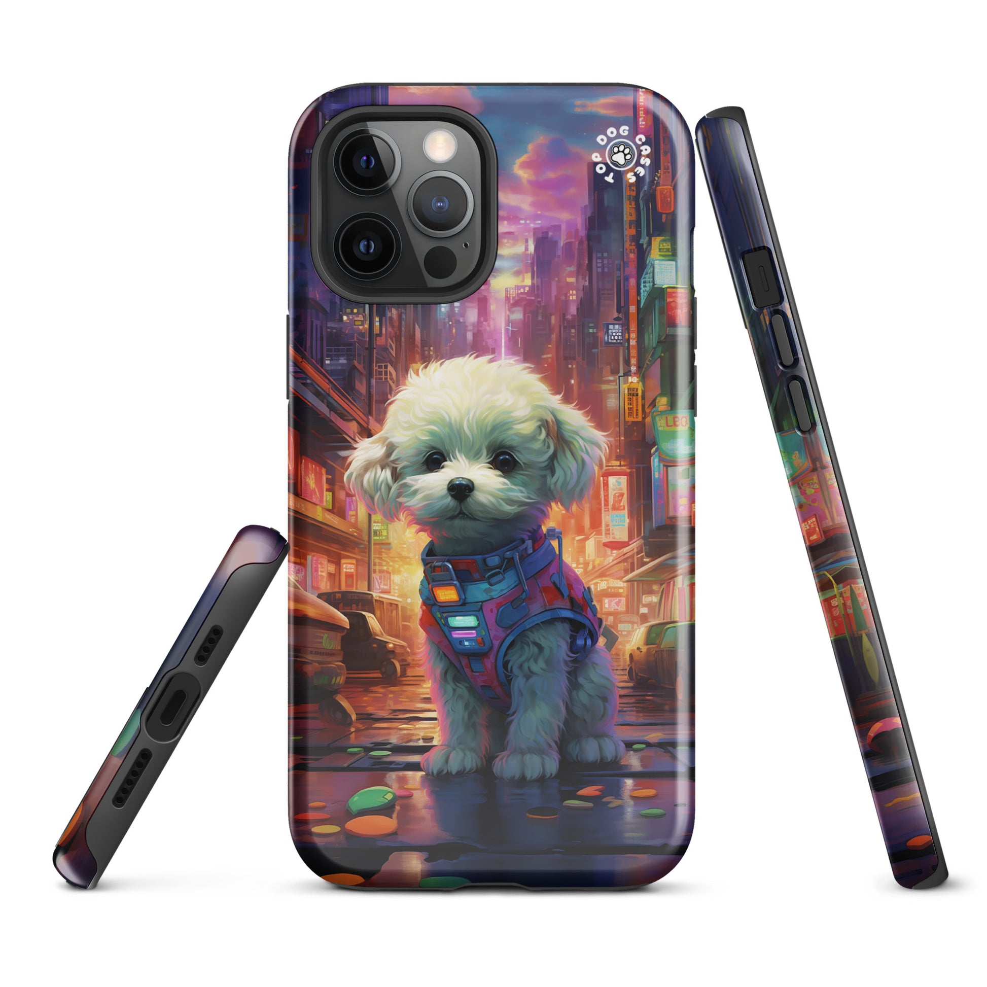 Toy Poodle in the City - iPhone Case - Cute Phone Cases - Top Dog Cases - #CyberpunkCityDog, #iPhone11, #iphone11case, #iPhone12, #iPhone12case, #iPhone13, #iPhone13case, #iPhone13Pro, #iPhone13ProMax, #iPhone14, #iPhone14case, #iPhone14Pluscase, #iPhone14Pro, #iPhone14ProMax, #iPhone14ProMaxCase, #iPhone15, #iPhone15case, #ToyPoodle, #ToyPoodleCase