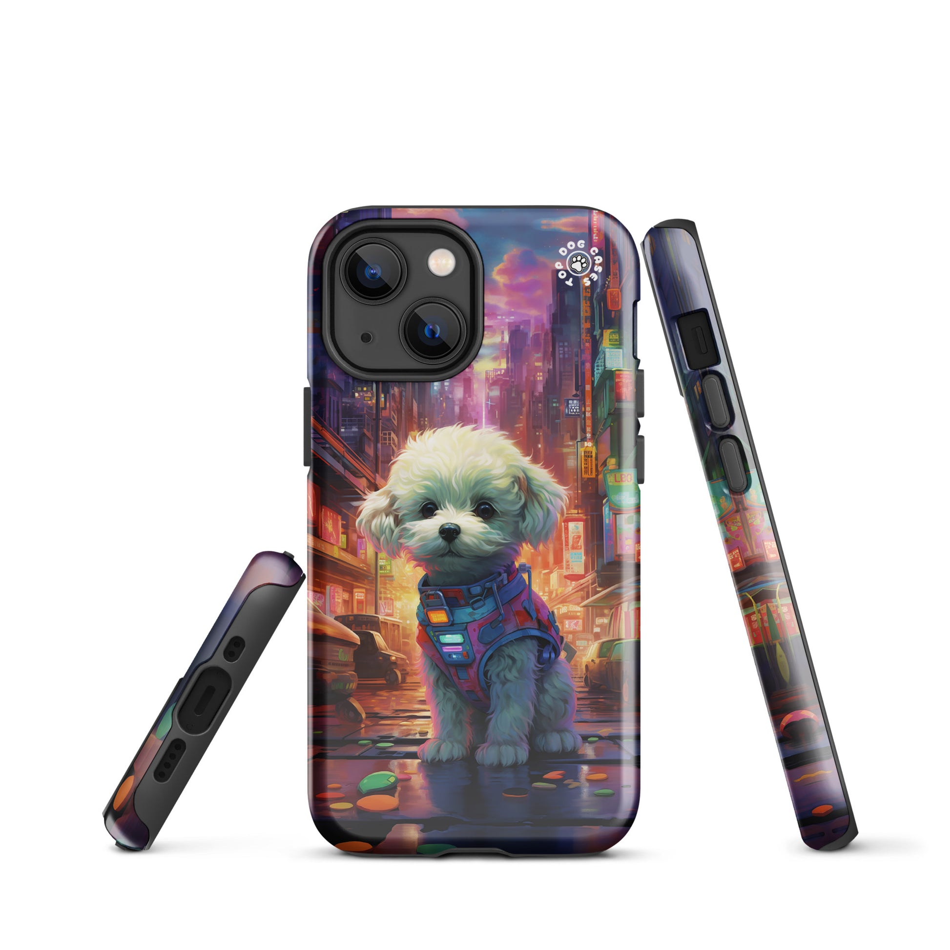 Toy Poodle in the City - iPhone Case - Cute Phone Cases - Top Dog Cases - #CyberpunkCityDog, #iPhone11, #iphone11case, #iPhone12, #iPhone12case, #iPhone13, #iPhone13case, #iPhone13Pro, #iPhone13ProMax, #iPhone14, #iPhone14case, #iPhone14Pluscase, #iPhone14Pro, #iPhone14ProMax, #iPhone14ProMaxCase, #iPhone15, #iPhone15case, #ToyPoodle, #ToyPoodleCase