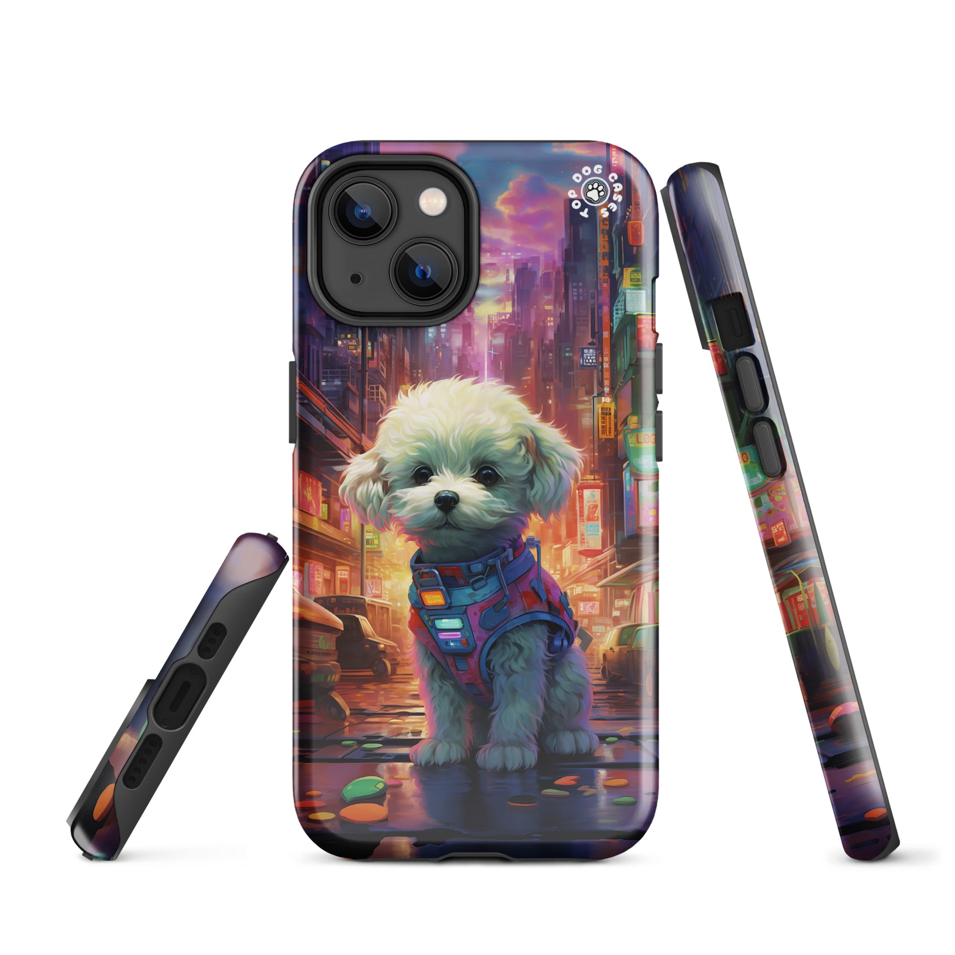 Toy Poodle in the City - iPhone Case - Cute Phone Cases - Top Dog Cases - #CyberpunkCityDog, #iPhone11, #iphone11case, #iPhone12, #iPhone12case, #iPhone13, #iPhone13case, #iPhone13Pro, #iPhone13ProMax, #iPhone14, #iPhone14case, #iPhone14Pluscase, #iPhone14Pro, #iPhone14ProMax, #iPhone14ProMaxCase, #iPhone15, #iPhone15case, #ToyPoodle, #ToyPoodleCase