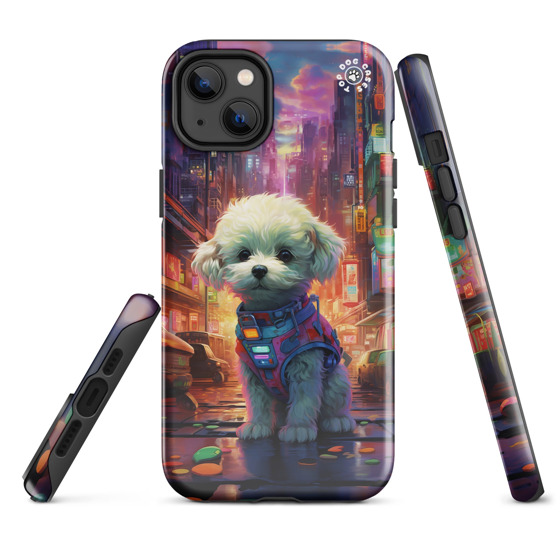 Toy Poodle in the City - iPhone Case - Cute Phone Cases - Top Dog Cases - #CyberpunkCityDog, #iPhone11, #iphone11case, #iPhone12, #iPhone12case, #iPhone13, #iPhone13case, #iPhone13Pro, #iPhone13ProMax, #iPhone14, #iPhone14case, #iPhone14Pluscase, #iPhone14Pro, #iPhone14ProMax, #iPhone14ProMaxCase, #iPhone15, #iPhone15case, #ToyPoodle, #ToyPoodleCase