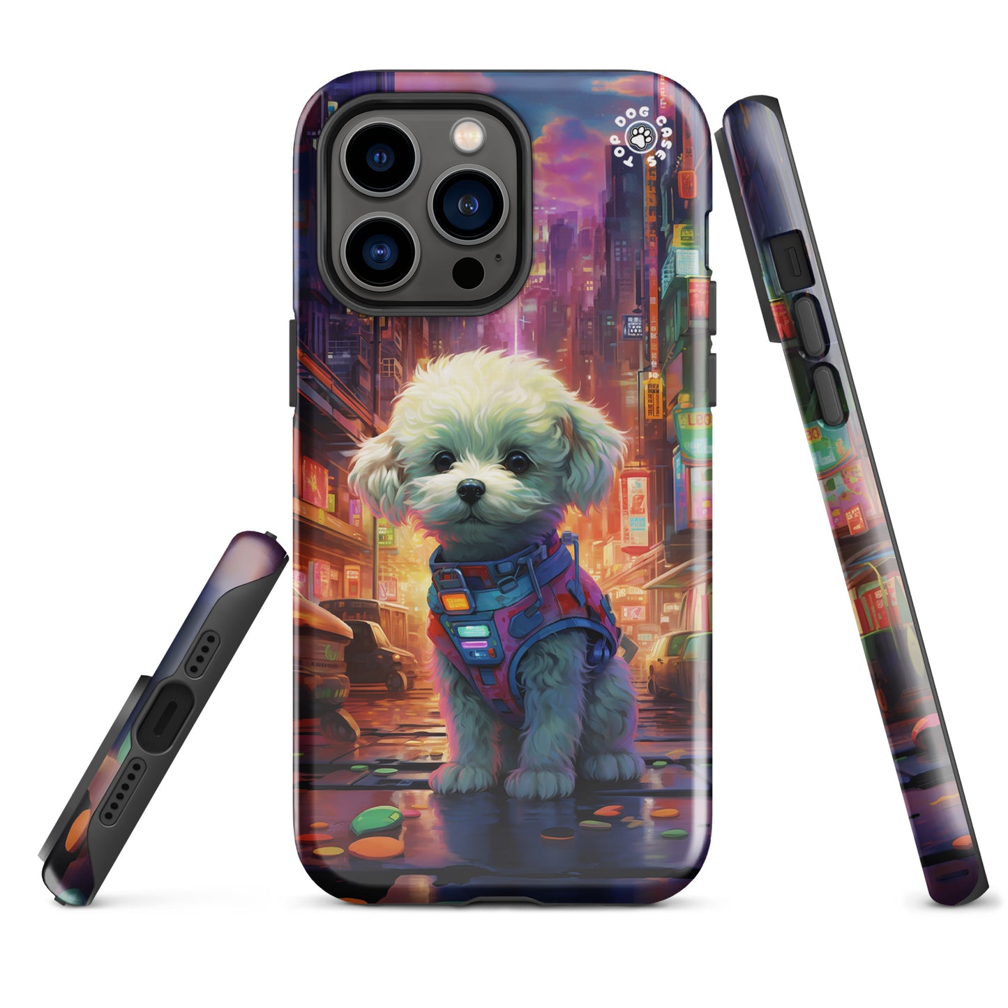 Toy Poodle in the City - iPhone Case - Cute Phone Cases - Top Dog Cases - #CyberpunkCityDog, #iPhone11, #iphone11case, #iPhone12, #iPhone12case, #iPhone13, #iPhone13case, #iPhone13Pro, #iPhone13ProMax, #iPhone14, #iPhone14case, #iPhone14Pluscase, #iPhone14Pro, #iPhone14ProMax, #iPhone14ProMaxCase, #iPhone15, #iPhone15case, #ToyPoodle, #ToyPoodleCase