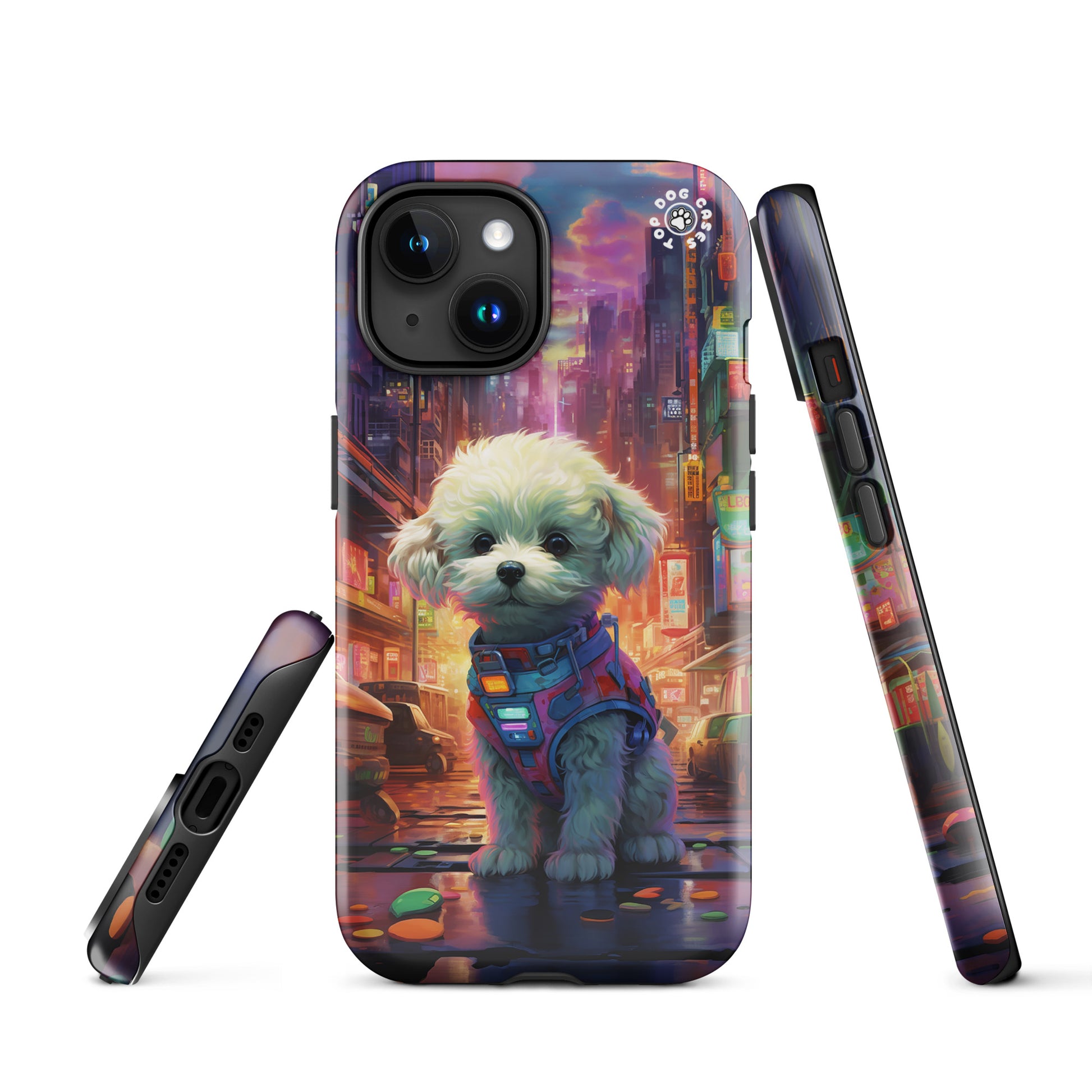 Toy Poodle in the City - iPhone Case - Cute Phone Cases - Top Dog Cases - #CyberpunkCityDog, #iPhone11, #iphone11case, #iPhone12, #iPhone12case, #iPhone13, #iPhone13case, #iPhone13Pro, #iPhone13ProMax, #iPhone14, #iPhone14case, #iPhone14Pluscase, #iPhone14Pro, #iPhone14ProMax, #iPhone14ProMaxCase, #iPhone15, #iPhone15case, #ToyPoodle, #ToyPoodleCase