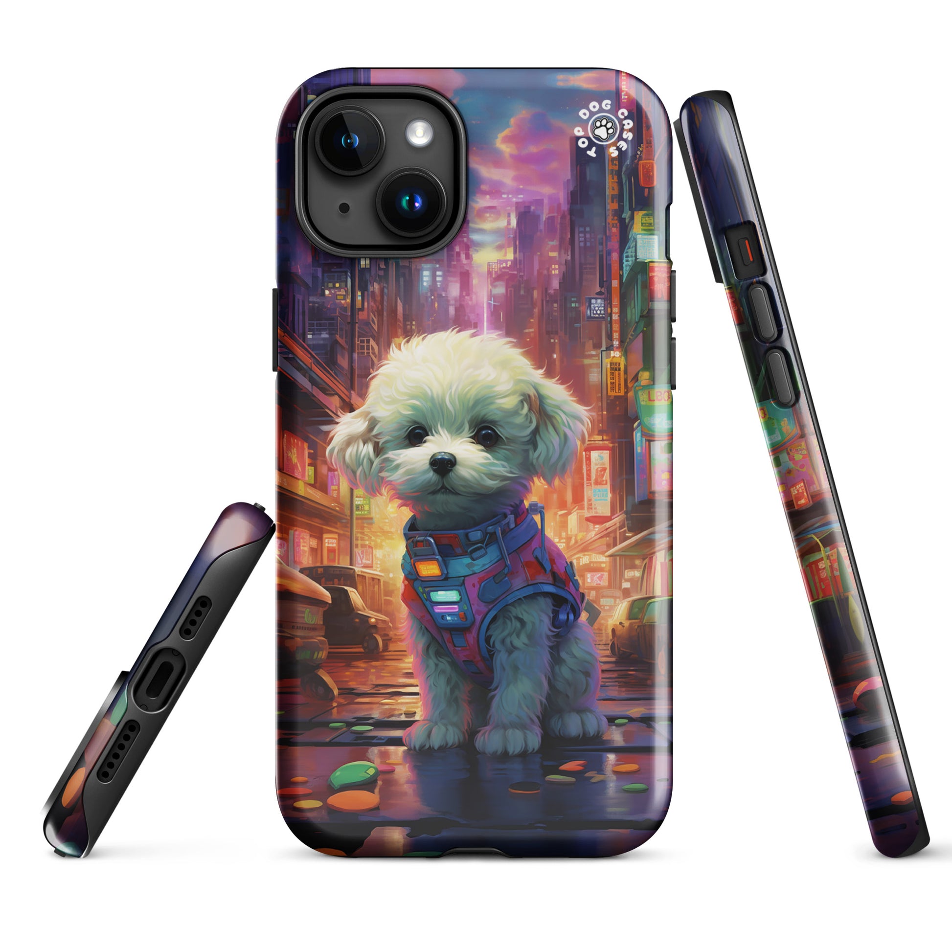 Toy Poodle in the City - iPhone Case - Cute Phone Cases - Top Dog Cases - #CyberpunkCityDog, #iPhone11, #iphone11case, #iPhone12, #iPhone12case, #iPhone13, #iPhone13case, #iPhone13Pro, #iPhone13ProMax, #iPhone14, #iPhone14case, #iPhone14Pluscase, #iPhone14Pro, #iPhone14ProMax, #iPhone14ProMaxCase, #iPhone15, #iPhone15case, #ToyPoodle, #ToyPoodleCase