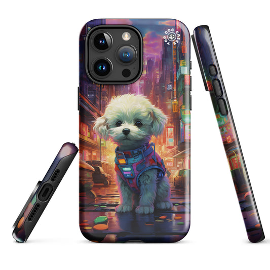 Toy Poodle in the City - iPhone Case - Cute Phone Cases - Top Dog Cases - #CyberpunkCityDog, #iPhone11, #iphone11case, #iPhone12, #iPhone12case, #iPhone13, #iPhone13case, #iPhone13Pro, #iPhone13ProMax, #iPhone14, #iPhone14case, #iPhone14Pluscase, #iPhone14Pro, #iPhone14ProMax, #iPhone14ProMaxCase, #iPhone15, #iPhone15case, #ToyPoodle, #ToyPoodleCase