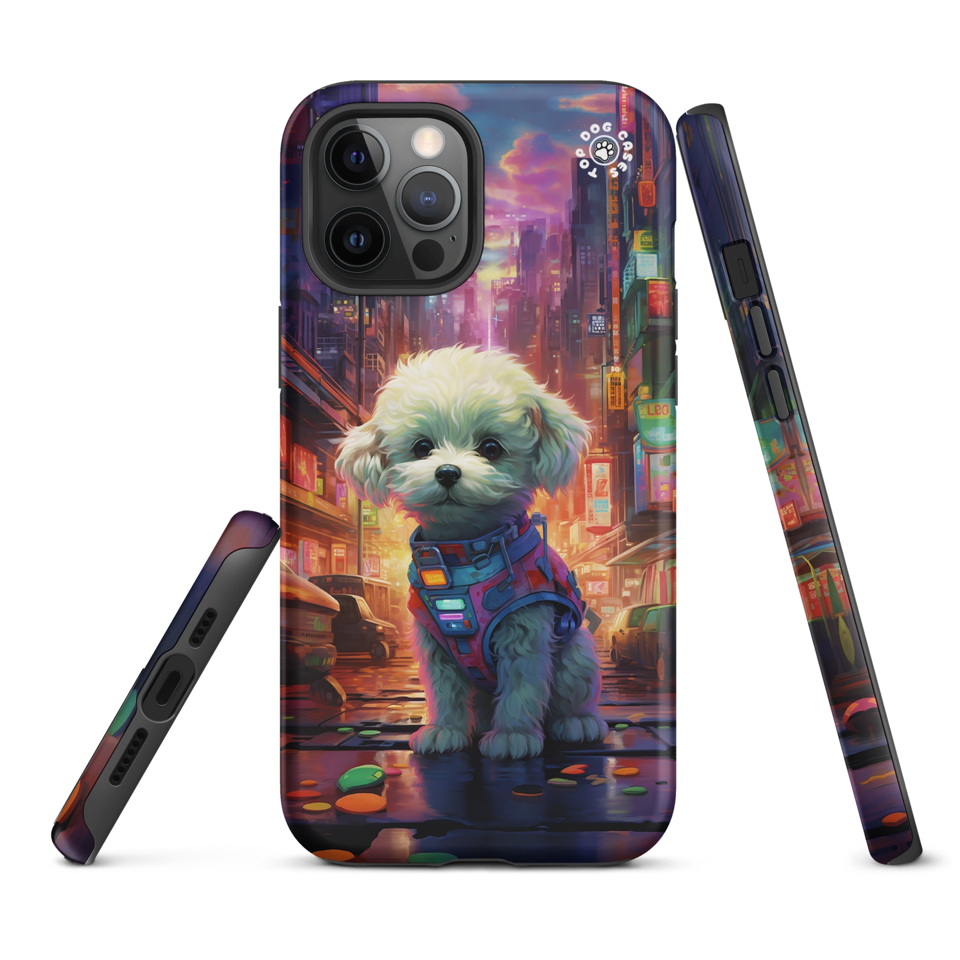 Toy Poodle in the City - iPhone Case - Cute Phone Cases - Top Dog Cases - #CyberpunkCityDog, #iPhone11, #iphone11case, #iPhone12, #iPhone12case, #iPhone13, #iPhone13case, #iPhone13Pro, #iPhone13ProMax, #iPhone14, #iPhone14case, #iPhone14Pluscase, #iPhone14Pro, #iPhone14ProMax, #iPhone14ProMaxCase, #iPhone15, #iPhone15case, #ToyPoodle, #ToyPoodleCase