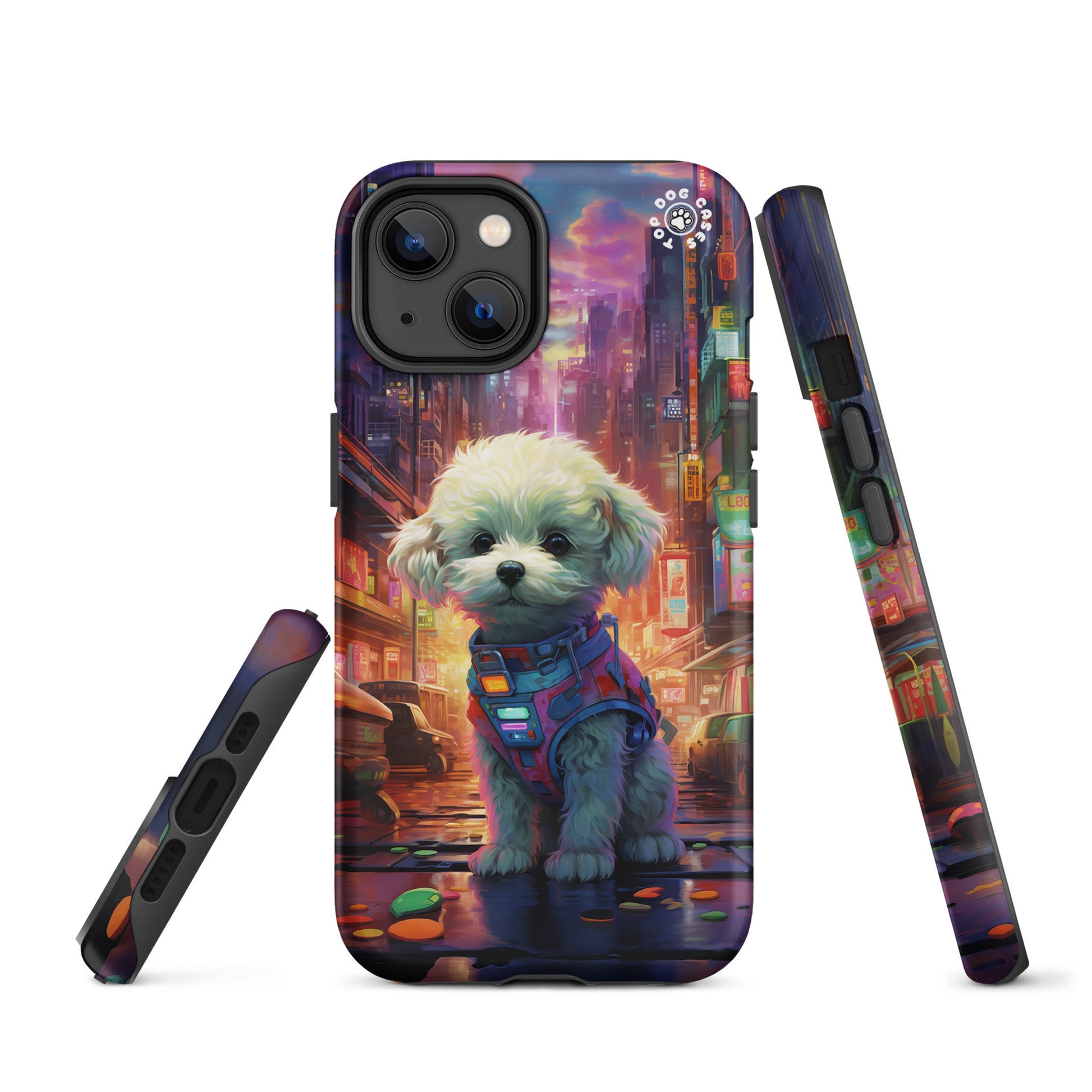 Toy Poodle in the City - iPhone Case - Cute Phone Cases - Top Dog Cases - #CyberpunkCityDog, #iPhone11, #iphone11case, #iPhone12, #iPhone12case, #iPhone13, #iPhone13case, #iPhone13Pro, #iPhone13ProMax, #iPhone14, #iPhone14case, #iPhone14Pluscase, #iPhone14Pro, #iPhone14ProMax, #iPhone14ProMaxCase, #iPhone15, #iPhone15case, #ToyPoodle, #ToyPoodleCase