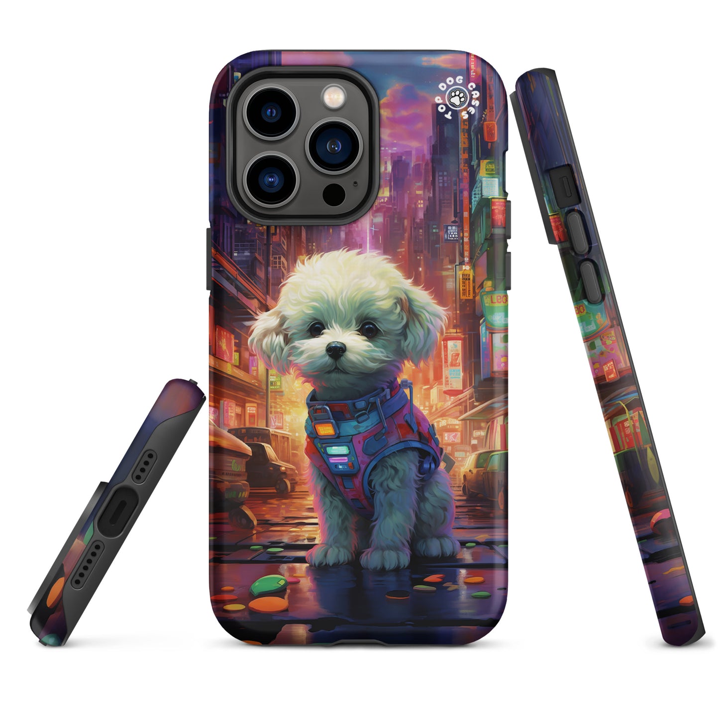 Toy Poodle in the City - iPhone Case - Cute Phone Cases - Top Dog Cases - #CyberpunkCityDog, #iPhone11, #iphone11case, #iPhone12, #iPhone12case, #iPhone13, #iPhone13case, #iPhone13Pro, #iPhone13ProMax, #iPhone14, #iPhone14case, #iPhone14Pluscase, #iPhone14Pro, #iPhone14ProMax, #iPhone14ProMaxCase, #iPhone15, #iPhone15case, #ToyPoodle, #ToyPoodleCase