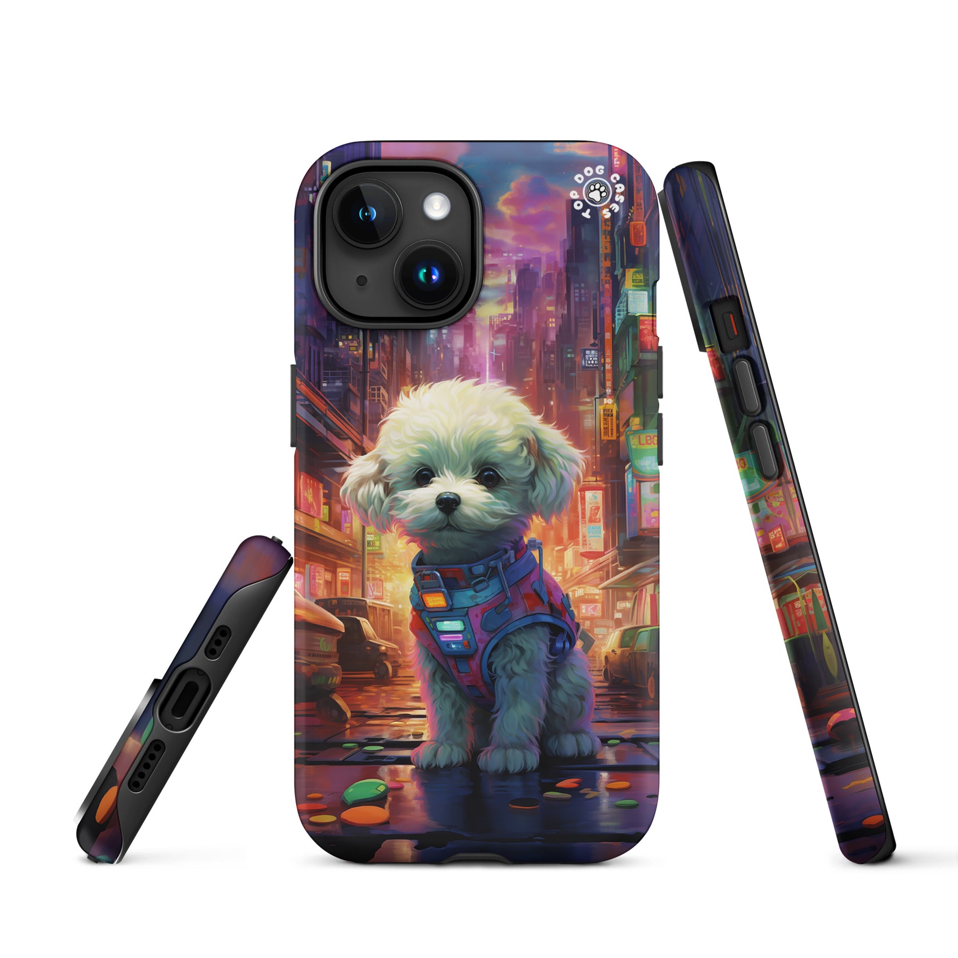 Toy Poodle in the City - iPhone Case - Cute Phone Cases - Top Dog Cases - #CyberpunkCityDog, #iPhone11, #iphone11case, #iPhone12, #iPhone12case, #iPhone13, #iPhone13case, #iPhone13Pro, #iPhone13ProMax, #iPhone14, #iPhone14case, #iPhone14Pluscase, #iPhone14Pro, #iPhone14ProMax, #iPhone14ProMaxCase, #iPhone15, #iPhone15case, #ToyPoodle, #ToyPoodleCase