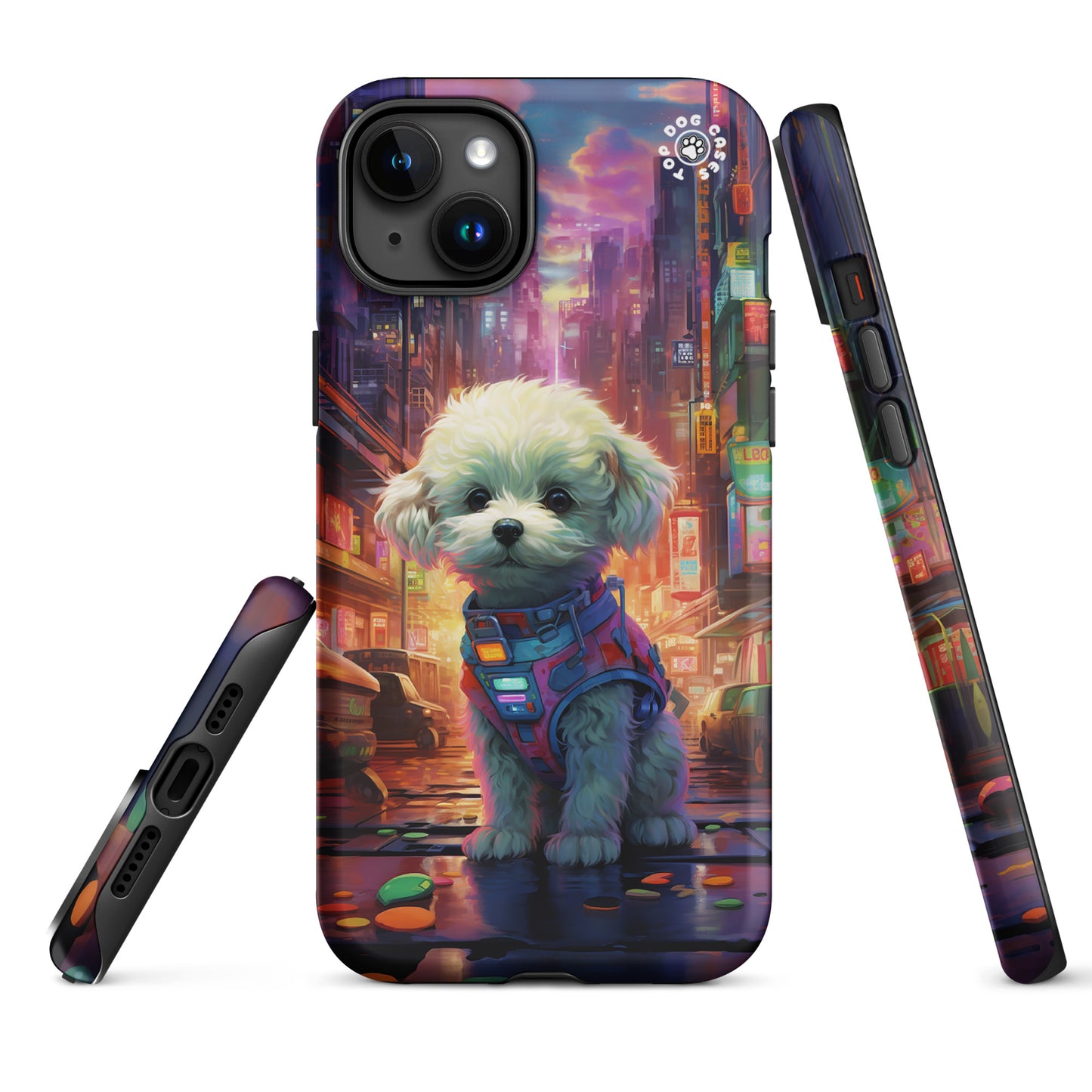 Toy Poodle in the City - iPhone Case - Cute Phone Cases - Top Dog Cases - #CyberpunkCityDog, #iPhone11, #iphone11case, #iPhone12, #iPhone12case, #iPhone13, #iPhone13case, #iPhone13Pro, #iPhone13ProMax, #iPhone14, #iPhone14case, #iPhone14Pluscase, #iPhone14Pro, #iPhone14ProMax, #iPhone14ProMaxCase, #iPhone15, #iPhone15case, #ToyPoodle, #ToyPoodleCase