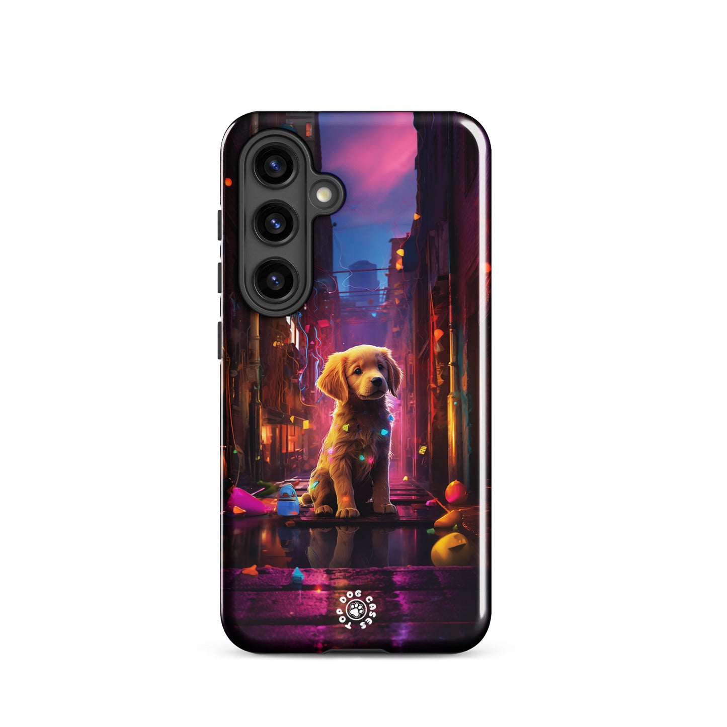 Golden Retriever in the City - Samsung Phone Case - Cute Phone Cases - Top Dog Cases - #CyberpunkCityDog, #GoldenRetriever, #SamsungGalaxyCase, #SamsungGalaxyS20, #SamsungGalaxyS21, #SamsungGalaxyS22, #SamsungGalaxyS22Ultra, #SamsungGalaxyS23, #SamsungGalaxyS23Ultra