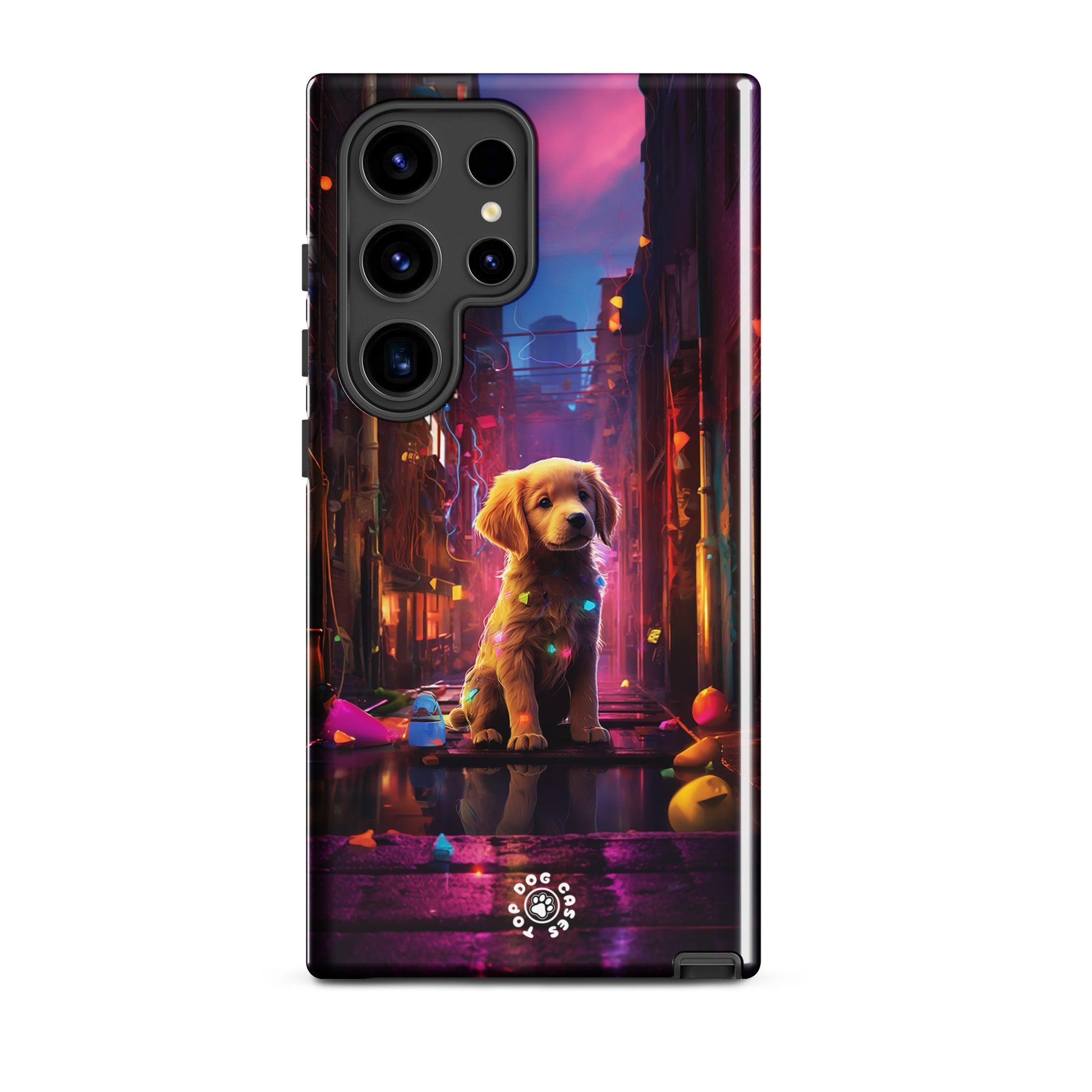 Golden Retriever in the City - Samsung Phone Case - Cute Phone Cases - Top Dog Cases - #CyberpunkCityDog, #GoldenRetriever, #SamsungGalaxyCase, #SamsungGalaxyS20, #SamsungGalaxyS21, #SamsungGalaxyS22, #SamsungGalaxyS22Ultra, #SamsungGalaxyS23, #SamsungGalaxyS23Ultra