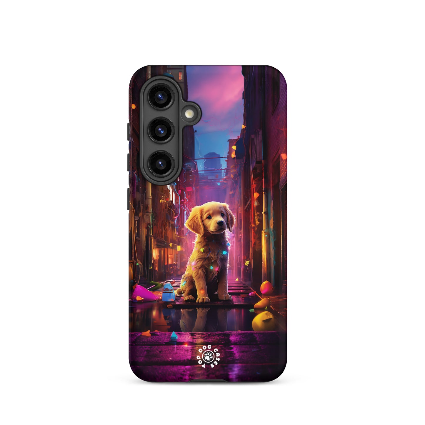 Golden Retriever in the City - Samsung Phone Case - Cute Phone Cases - Top Dog Cases - #CyberpunkCityDog, #GoldenRetriever, #SamsungGalaxyCase, #SamsungGalaxyS20, #SamsungGalaxyS21, #SamsungGalaxyS22, #SamsungGalaxyS22Ultra, #SamsungGalaxyS23, #SamsungGalaxyS23Ultra