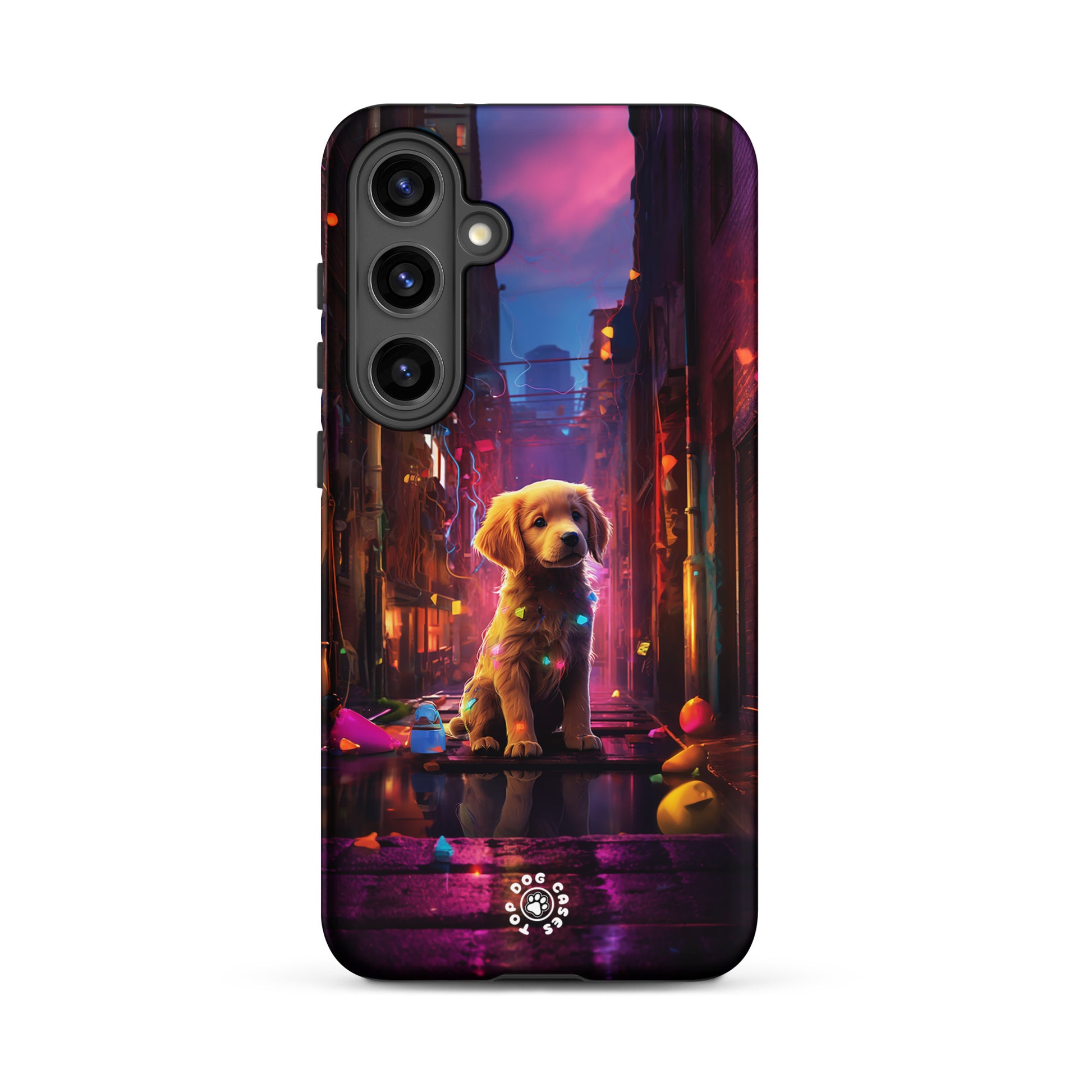 Golden Retriever in the City - Samsung Phone Case - Cute Phone Cases - Top Dog Cases - #CyberpunkCityDog, #GoldenRetriever, #SamsungGalaxyCase, #SamsungGalaxyS20, #SamsungGalaxyS21, #SamsungGalaxyS22, #SamsungGalaxyS22Ultra, #SamsungGalaxyS23, #SamsungGalaxyS23Ultra