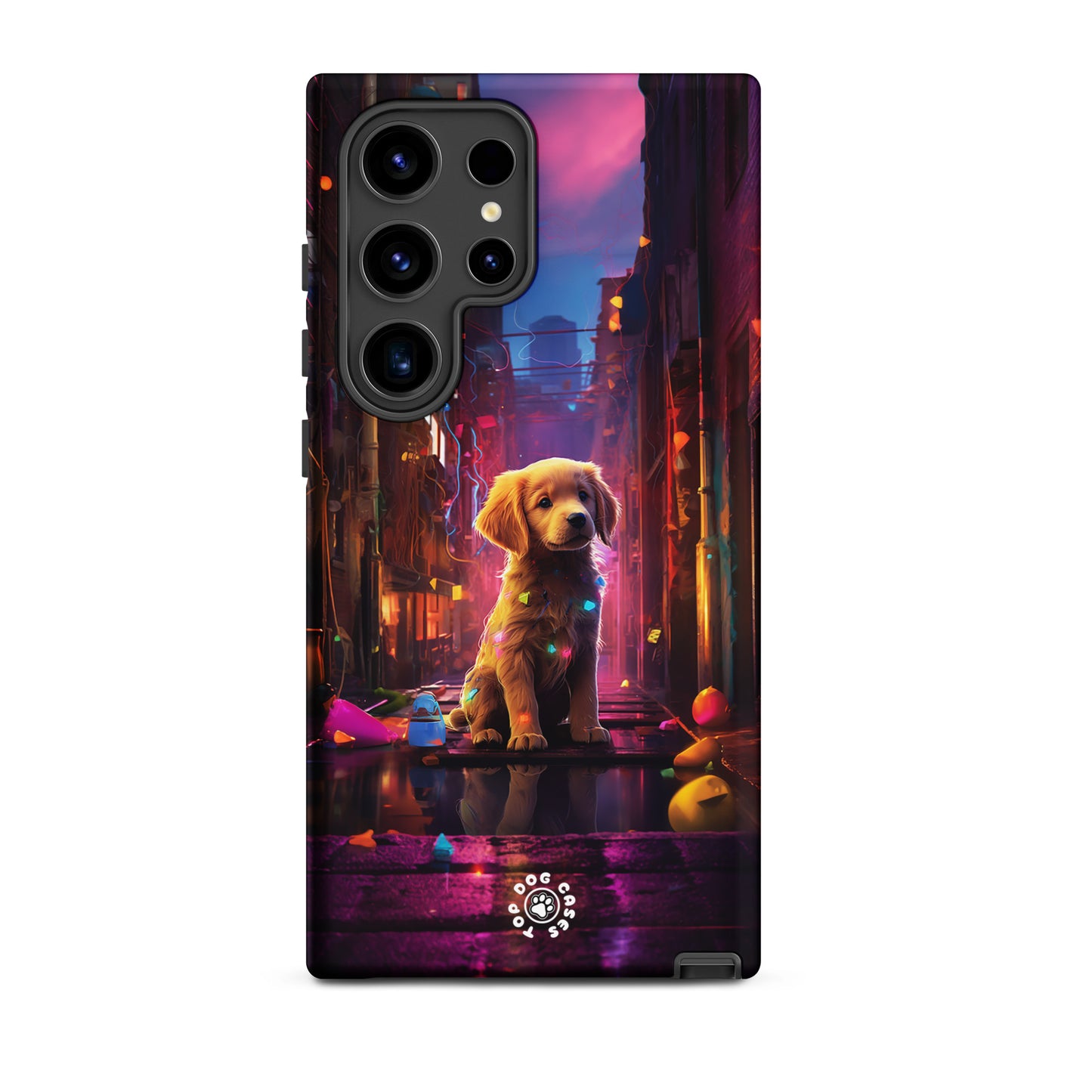 Golden Retriever in the City - Samsung Phone Case - Cute Phone Cases - Top Dog Cases - #CyberpunkCityDog, #GoldenRetriever, #SamsungGalaxyCase, #SamsungGalaxyS20, #SamsungGalaxyS21, #SamsungGalaxyS22, #SamsungGalaxyS22Ultra, #SamsungGalaxyS23, #SamsungGalaxyS23Ultra